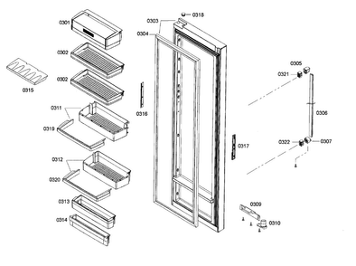 Door 2 Diagram and Parts List for B22CS50SNB 04 Bosch Refrigerator