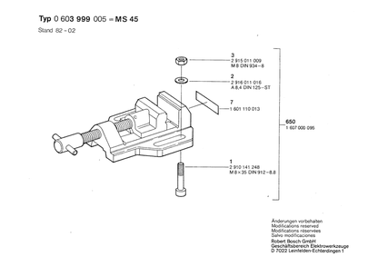 Section 1 Diagram and Parts List for 0603999005  Bosch Drill Press