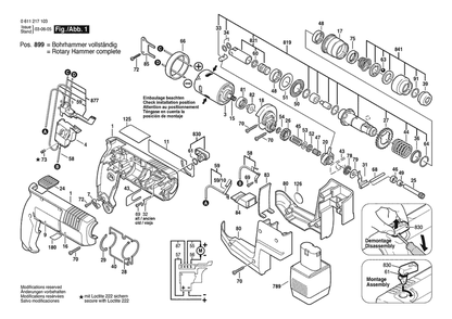 Section 1 Diagram and Parts List for GBH12VR 0611217120 Bosch Hammer Drill