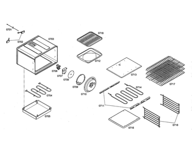 Motor/Heat Element/Racks Diagram and Parts List for PDR364GDZS 08 Thermador Range