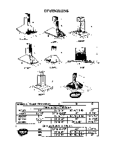 Dimensions Diagram and Parts List for HTDI  Thermador Range Hood