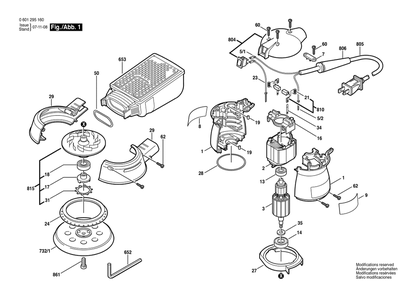 Section 1 Diagram and Parts List for 0601295160  Bosch Orbital or Palm Sander