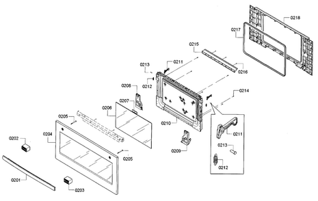 Door Assy Diagram and Parts List for HBL5751UC 01 Bosch Microwave