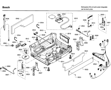 Base Diagram and Parts List for SHX65T55UC 09 Bosch Dishwasher