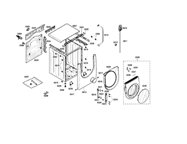 Tub/door Diagram and Parts List for WFMC530SUC 07 Bosch Washer