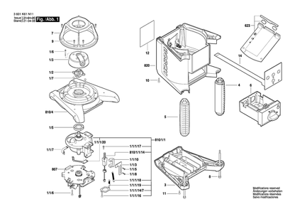 Part Location Diagram of 16099221BA Bosch Tool MOTOR HOUSING