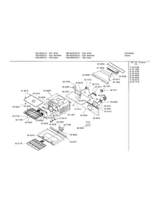 Upper Cavity Diagram and Parts List for HBL455AUC 01 Bosch Wall Oven