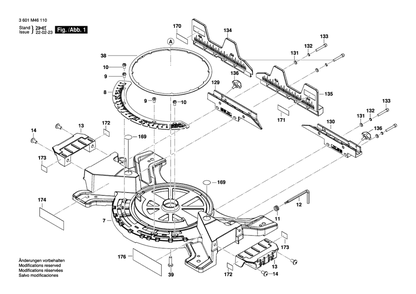 Diagram 1 Diagram and Parts List for GCM18V-10SD 3 601 M46 110 Bosch Miter Saw