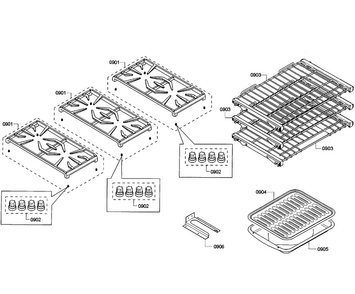 Grates/shelfs Diagram and Parts List for PRD366GHC 14 Thermador Range