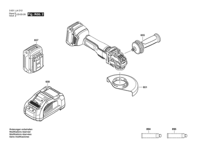 Section 2 Diagram and Parts List for 3601JJ4212  Bosch Angle Grinder