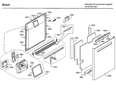 Door Diagram and Parts List for SHPM78W56N 01 Bosch Dishwasher