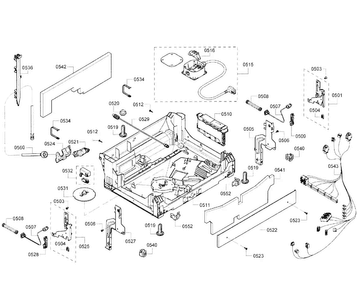 Base Assy Diagram and Parts List for SHE8PT55UC 02 Bosch Dishwasher