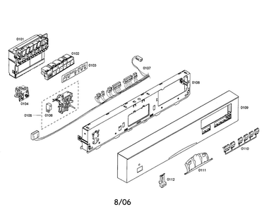 Fascia Panel/control Unit Diagram and Parts List for SHE47C02UC 21 Bosch Dishwasher