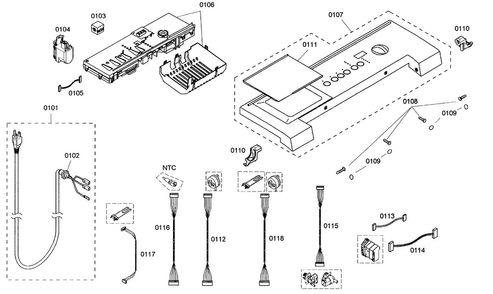 Control Panel Diagram and Parts List for WFMC530SUC 13 Bosch Washer