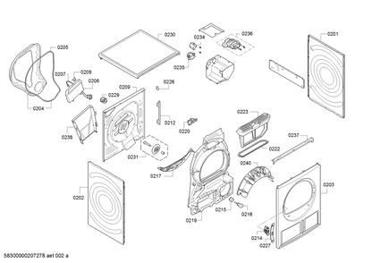 Diagram 1 Diagram and Parts List for WTG86401UC-08  Bosch Dryer