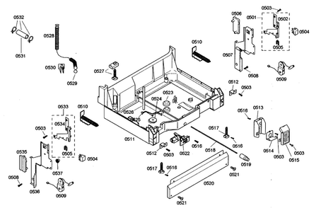 Base Assy Diagram and Parts List for SHE46C05UC 17 Bosch Dishwasher