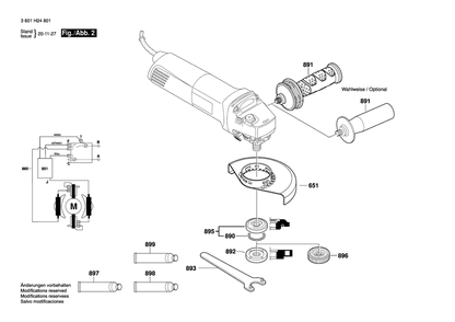 Diagram 2 Diagram and Parts List for GWS14-125 3 601 H24 804 Bosch Angle Grinder