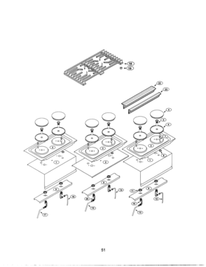 50 - BURNERS & GRATES Diagram and Parts List for PRG484GDUS  Bosch Range