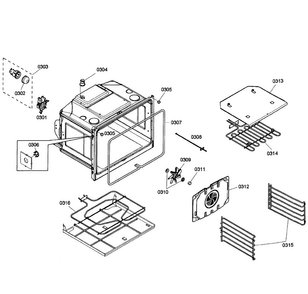 Oven Upper Diagram and Parts List for HBL3550UC 03 Bosch Wall Oven