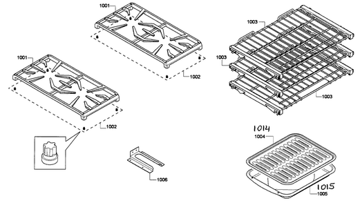 Racks/shelfs Diagram and Parts List for PRL364GDH-01  Thermador Range