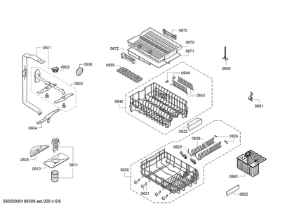 Diagram 6 Diagram and Parts List for SPX68U55UC-42  Bosch Dishwasher