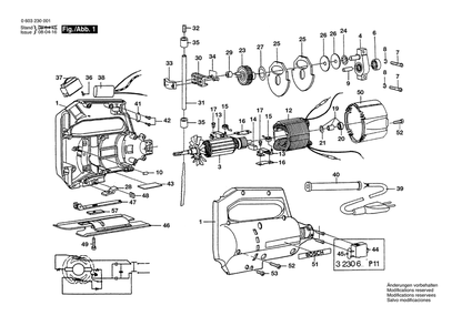 Section 1 Diagram and Parts List for 0601579045  Bosch Jig Saw