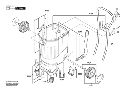 Section 2 Diagram and Parts List for VAC090S 3601JC3410 Bosch Utility Vacuum