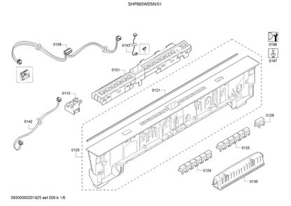 Facia Panel/Controller Unit Diagram and Parts List for SHP865WD5N 01 Bosch Dishwasher