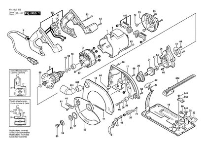 Bosch 5275-05type1 (F012527505) Diagram and Parts List for 5275-05 (TYPE 1)(F012527505) Bosch Circular Saw