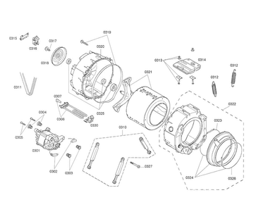 Drum/tub/motor Diagram and Parts List for WAS20160UC 20 Bosch Washer