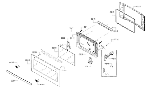 Door Diagram and Parts List for HMC87151UC 01 Bosch Microwave