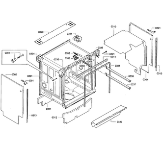 Cabinet Diagram and Parts List for SGE63E15UC 55 Bosch Dishwasher