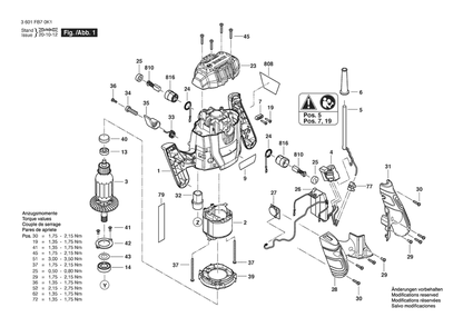 Section 1 Diagram and Parts List for GOF13-25 3601FB7010 Bosch Router