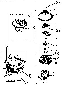 Pump, Bottom Diagram and Parts List for TD5000S  Thermador Dishwasher