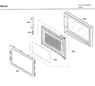 Door Asy Diagram and Parts List for HBL5720UC 01 Bosch Microwave