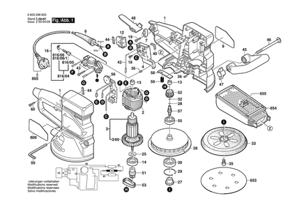 Section 1 Diagram and Parts List for PEX420AE 0603298634 Bosch Orbital or Palm Sander