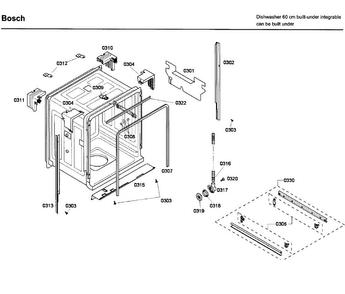 Frame Diagram and Parts List for SHX43C05UC 53 Bosch Dishwasher