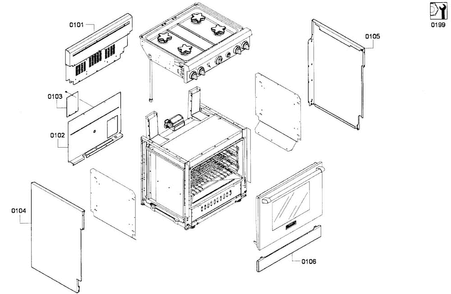 Cabinet Assy Diagram and Parts List for PRG304GH 01 Thermador Range