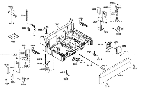 Base Assy Diagram and Parts List for SHX33M06UC 46 Bosch Dishwasher