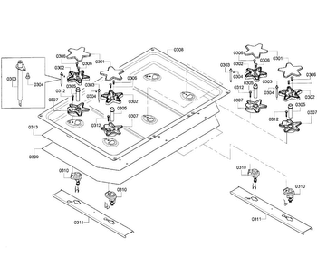Burners Assy Diagram and Parts List for PRD366GHC 10 Thermador Range