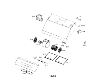Range Hood Diagram and Parts List for DPH30352UC 01 Bosch Range Hood