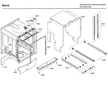 Frame Diagram and Parts List for SHX68T56UC 09 Bosch Dishwasher
