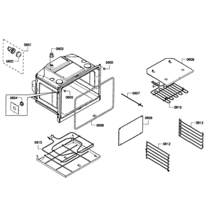 Oven Lower Diagram and Parts List for HBL3550UC 06 Bosch Wall Oven