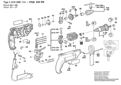 Section 1 Diagram and Parts List for PSB400RE 0603246745 Bosch Impact Driver