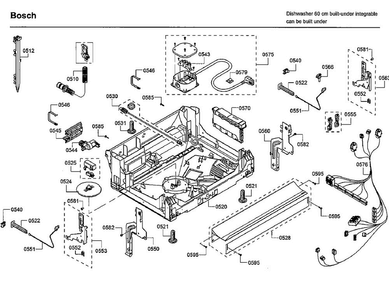 Base Diagram and Parts List for SHPM98W75N 01 Bosch Dishwasher