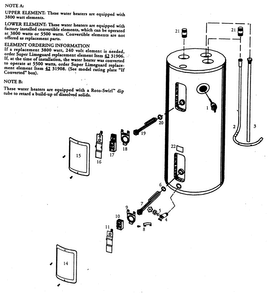 Water Heater Diagram and Parts List for 153326360  Kenmore Water Heater