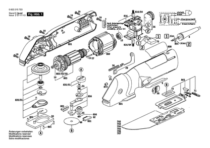 Section 1 Diagram and Parts List for PFE280E 0603215750 Bosch Circular Saw
