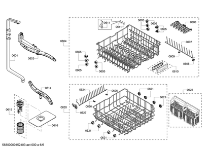 Diagram 6 Diagram and Parts List for SHE6AP02UC-06  Bosch Dishwasher