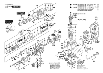 Section 1 Diagram and Parts List for GBH4DSC 0611222703 Bosch Hammer Drill
