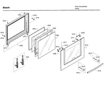 Door 2 Diagram and Parts List for HBL8650UC 11 Bosch Wall Oven